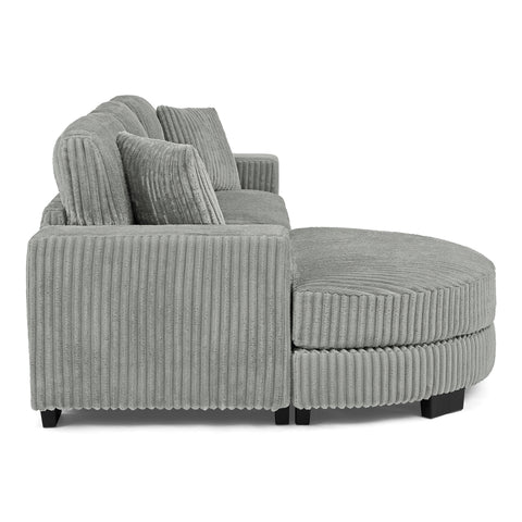 Corduroy Tufted Upholstered Sleeper Sectional Sofa, L-Shaped Modular Convertible Sofa , The arc-shaped footstool can be placed freely on the left