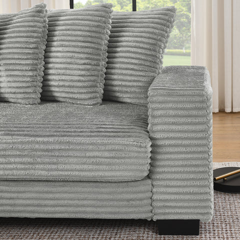Corduroy Tufted Upholstered Sleeper Sectional Sofa, L-Shaped Modular Convertible Sofa , Can freely change the position of the footrests(Assembly is required)