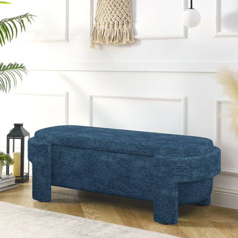 Chenille Upholstered Ottoman Chair with Storage, Stylish Bench with Large Storage Space, Perfect for Living Room & Bedroom