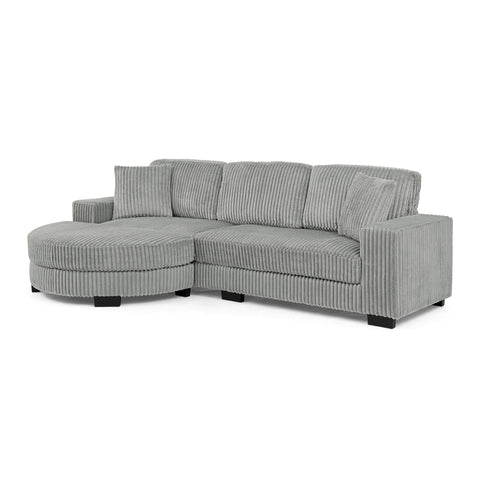 Corduroy Tufted Upholstered Sleeper Sectional Sofa, L-Shaped Modular Convertible Sofa , The arc-shaped footstool can be placed freely on the left