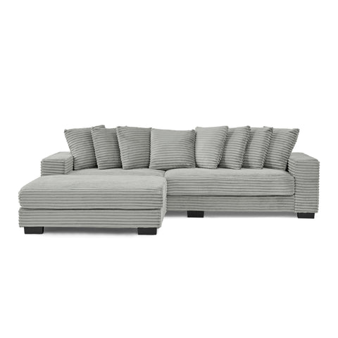 Corduroy Tufted Upholstered Sleeper Sectional Sofa, L-Shaped Modular Convertible Sofa , Can freely change the position of the footrests(Assembly is required)
