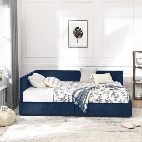 Full Size Storage Upholstered Tufted Bed Frame, Sofa Bed Frame with Comfortable Backrest and Armrests, Full Size Bed for Bedroom, Living Room,Velvet