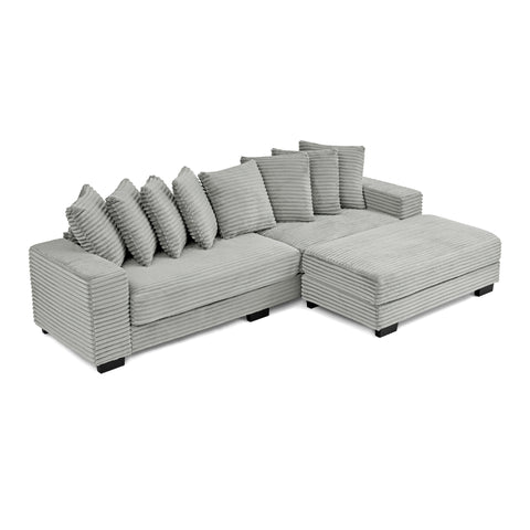 Corduroy Tufted Upholstered Sleeper Sectional Sofa, L-Shaped Modular Convertible Sofa , Can freely change the position of the footrests(Assembly is required)
