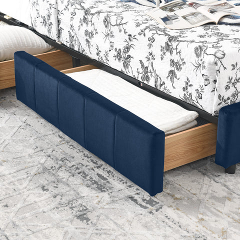 Full Size Storage Upholstered Tufted Bed Frame, Sofa Bed Frame with Comfortable Backrest and Armrests, Full Size Bed for Bedroom, Living Room,Velvet