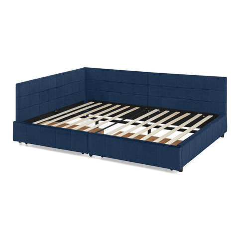 Full Size Storage Upholstered Tufted Bed Frame, Sofa Bed Frame with Comfortable Backrest and Armrests, Full Size Bed for Bedroom, Living Room,Velvet
