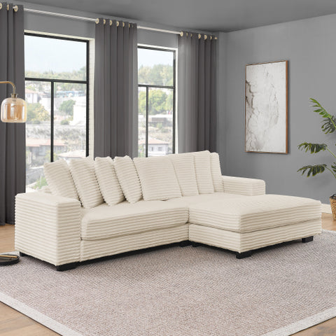 Corduroy Tufted Upholstered Sleeper Sectional Sofa, L-Shaped Modular Convertible Sofa , Can freely change the position of the footrests(Assembly is required)