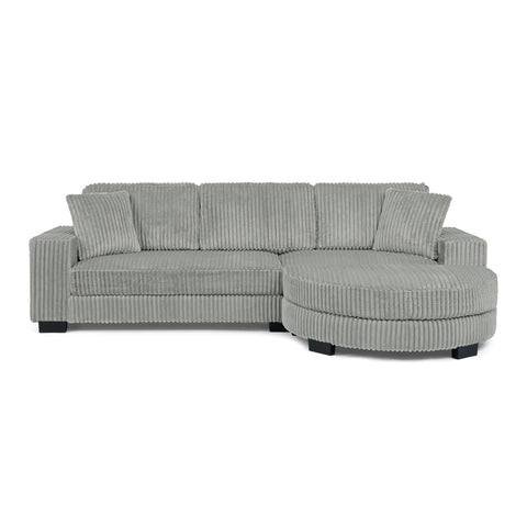 Corduroy Tufted Upholstered Sleeper Sectional Sofa, L-Shaped Modular Convertible Sofa , The arc-shaped footstool can be placed freely on the left