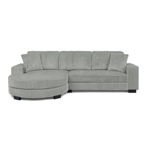 Corduroy Tufted Upholstered Sleeper Sectional Sofa, L-Shaped Modular Convertible Sofa , The arc-shaped footstool can be placed freely on the left