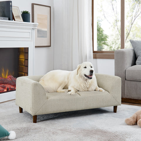 Modern Pet Sofa with Backrest & Armrests, Rectangular Design for Medium & Large Dogs, Soft Cushion for Ultimate Comfort