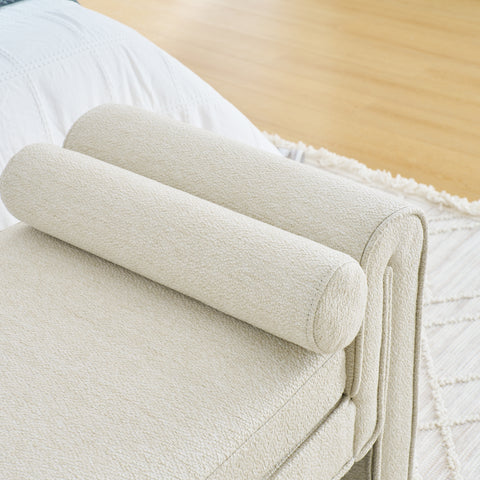 Bedroom Storage Stool, Linen Fabric with Large Storage Space, 50.39 Inches, Ideal Ottoman Chair for Bed End, Living Room