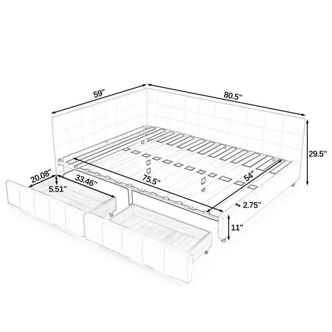 Full Size Storage Upholstered Tufted Bed Frame, Sofa Bed Frame with Comfortable Backrest and Armrests, Full Size Bed for Bedroom, Living Room,Velvet