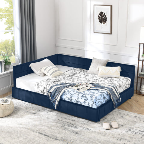 Full Size Storage Upholstered Tufted Bed Frame, Sofa Bed Frame with Comfortable Backrest and Armrests, Full Size Bed for Bedroom, Living Room,Velvet