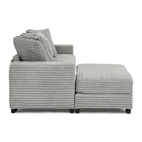 Corduroy Tufted Upholstered Sleeper Sectional Sofa, L-Shaped Modular Convertible Sofa , Can freely change the position of the footrests(Assembly is required)