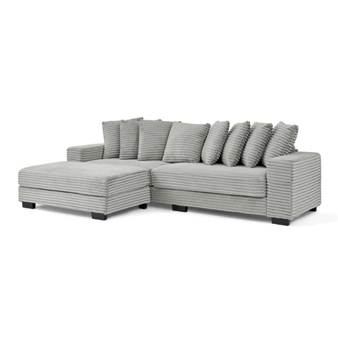 Corduroy Tufted Upholstered Sleeper Sectional Sofa, L-Shaped Modular Convertible Sofa , Can freely change the position of the footrests(Assembly is required)