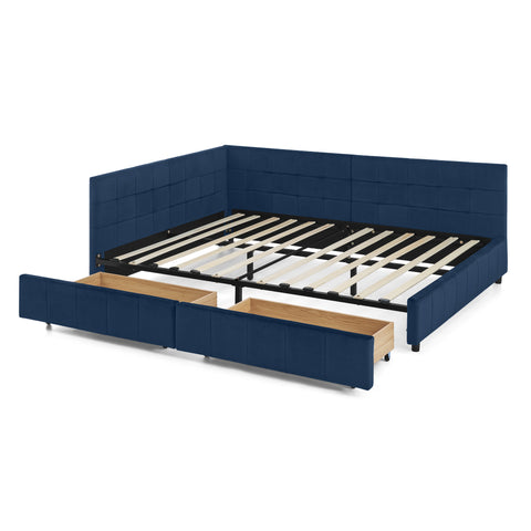 Full Size Storage Upholstered Tufted Bed Frame, Sofa Bed Frame with Comfortable Backrest and Armrests, Full Size Bed for Bedroom, Living Room,Velvet