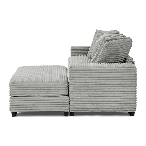 Corduroy Tufted Upholstered Sleeper Sectional Sofa, L-Shaped Modular Convertible Sofa , Can freely change the position of the footrests(Assembly is required)