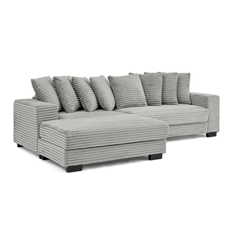 Corduroy Tufted Upholstered Sleeper Sectional Sofa, L-Shaped Modular Convertible Sofa , Can freely change the position of the footrests(Assembly is required)